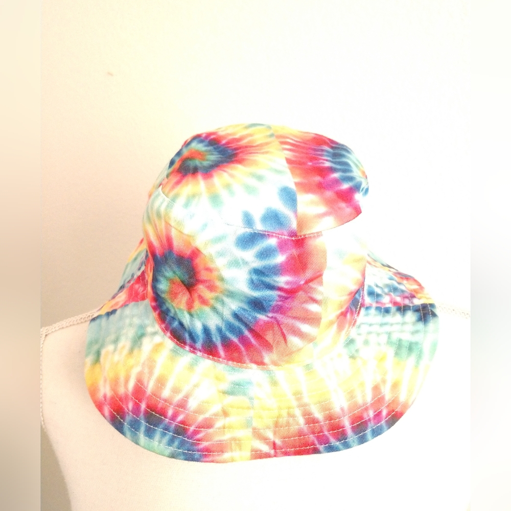 Denim Tie Dye Reversible Bucket Hat Sun Hat OS One Size Fits Most